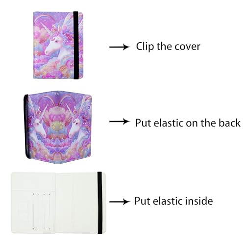 Passport Holder for Women and Men PU Leather Passport Cover for Travel (White Horse / One Size)