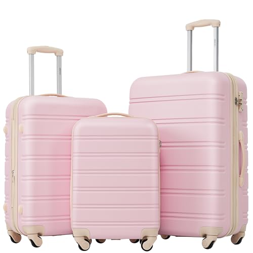 3 Piece Luggage Set (3-piece Set(20/24/28) / White Pink)