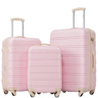 3 Piece Luggage Set (3-piece Set(20/24/28) / White Pink)
