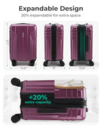 Expandable Carry On Luggage 22x14x9 Airline Approved (Expandable Carry On 20 Inch / Purplish Red)