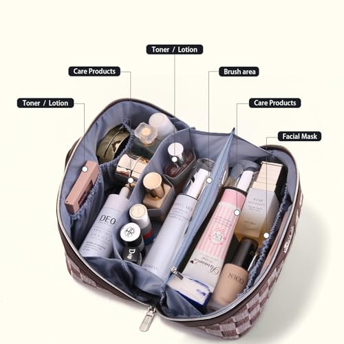 Travel Makeup Bag Cosmetic Bags for Women (D-3-Brown)