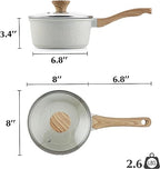 White Ceramic Nonstick Saucepan with Lid Set (White Ceramic / 2.0 + 2.5 Quarts)