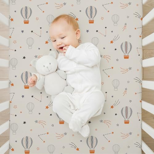 Baby Fitted Crib Sheets (Starsmoon Balloon / 52X28 Inch)