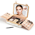 Lighted Makeup Case with Mirror + 10x Mini Mirror (White)