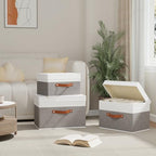 Storage Bins with Lids (13x9.1x7.9in(3-Pack) / White/Grey)