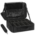 Makeup Case Large Makeup Bag Professional Train Case 14 inches Travel Cosmetic Organizer Brush Holder Waterproof Makeup Artist Storage Box (Medium / Black 2-Layer)