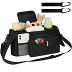 Universal Stroller Organizer with Insulated Cup Holder (All Black)