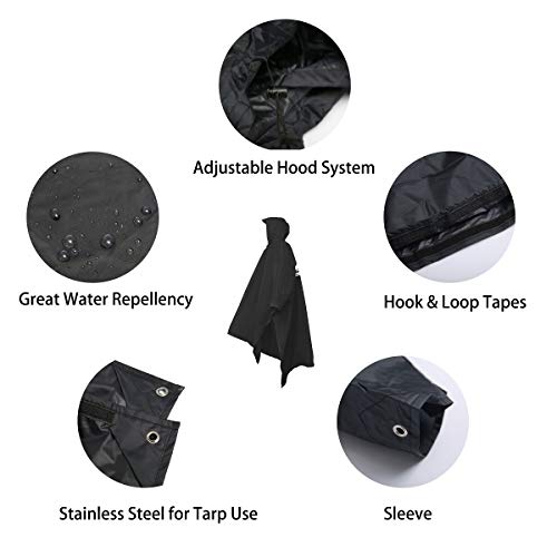 Rain Ponchos for Adults (Large Tall / Navy Blue)