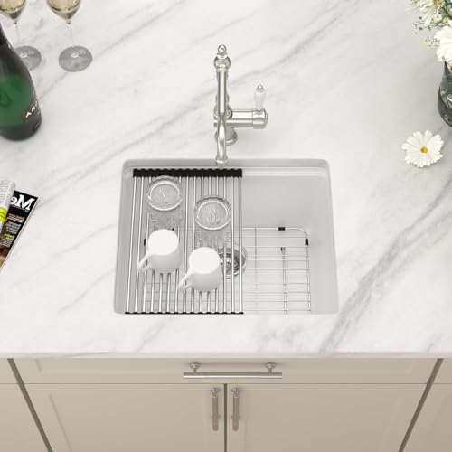 21 In. Matte White Granite Composite Kitchen Sink (White-Workstation / 21"x18")