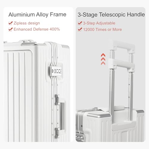 20 Inch Top Opening Zipperless PC Carry On Luggage (White / 20 inch)