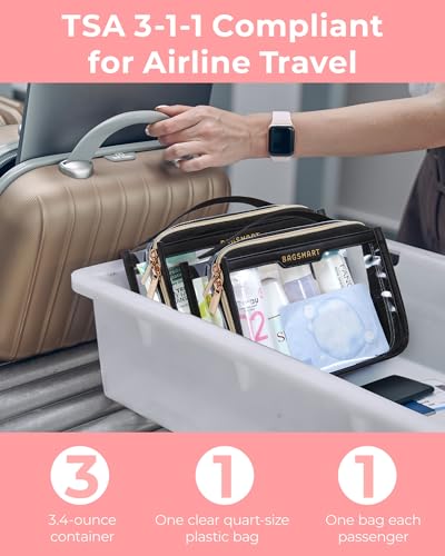Clear Toiletry Bag for Travel (Pink / Pack of 2)