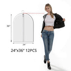 12 Pack Shirt Garment Bags (24" x 36" 12 Pack / Translucent)