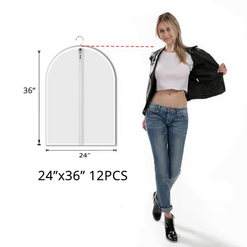 12 Pack Shirt Garment Bags (24" x 36" 12 Pack / Translucent)