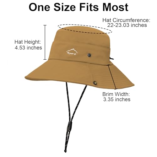 Sun Hats for Women Bucket Hat UV Protection Fishing Hat Wide Brim Safari Hats 2 in 1 Zip (1pack-brown)