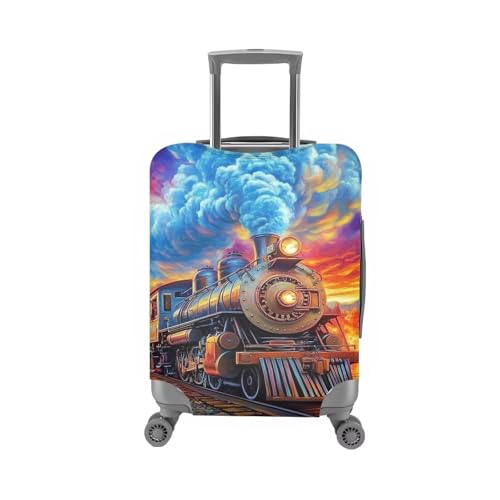 Vintage Sunset Steam Train Print Luggage Cover (S(for 18-21 inch luggage) / Sunset Train)