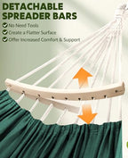 Cotton Blended Hammock for Stand 9.8ft x 4.9ft Holds Up to 660lbs (Dark Green / 300x150cm)