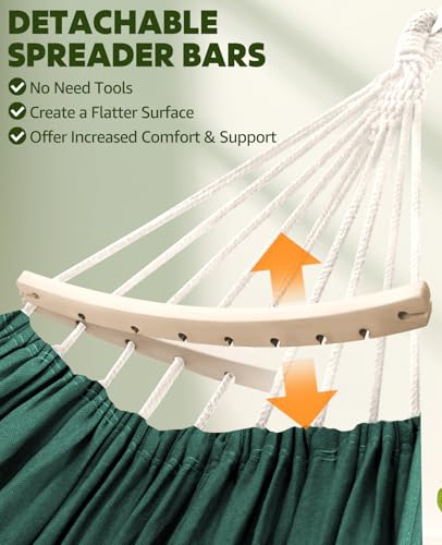 Cotton Blended Hammock for Stand 9.8ft x 4.9ft Holds Up to 660lbs (Dark Green / 300x150cm)