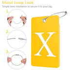 2 Pack Initial Luggage Tags for Suitcases Airplane Travel Essentials (Large X / Yellow)