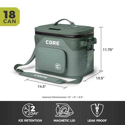 Magnetic Leak Proof 18 Can Soft Cooler with Waterproof Zipper (Sage / 18 Can)
