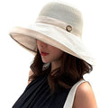 Women Summer Wide Brim Sun Hat Bucket Fishing Hats UV Protection (One Size / B1-fyu001-beige)