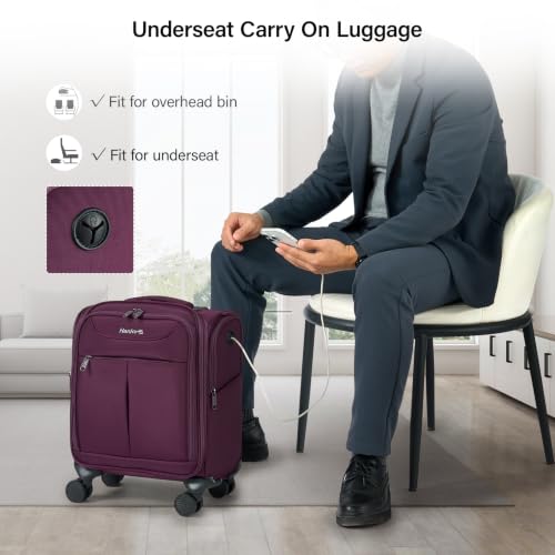 Underseat Carry On Luggage with Wheels (Purple / 16-Inch)