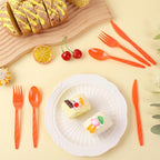 90 Pieces Fall Thanksgiving Plastic Cutlery Set (Orange)