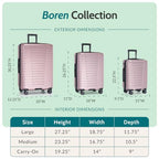 Boren Expandable Hardside Rugged Travel Luggage with 8 Spinner Wheels (Checked-Medium 26-Inch, No USB Port / Orchid)