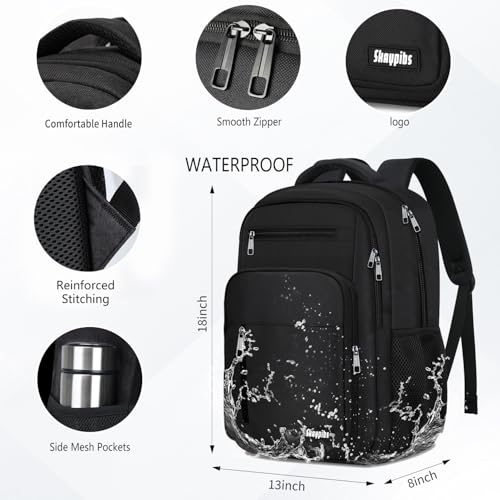 Black Backpack for Men Women (A6-black2 / 15.6 Inch)