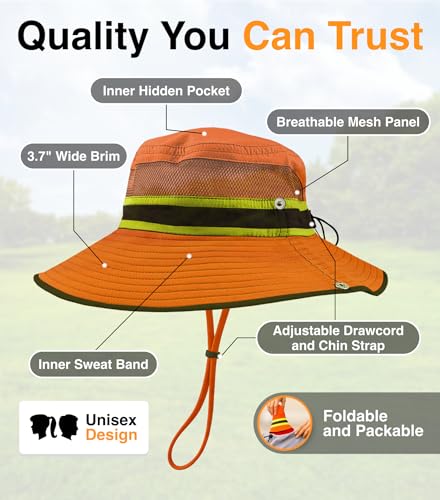 Reflective Safety Sun Hat (Orange Standard 1 Pack / Safari)