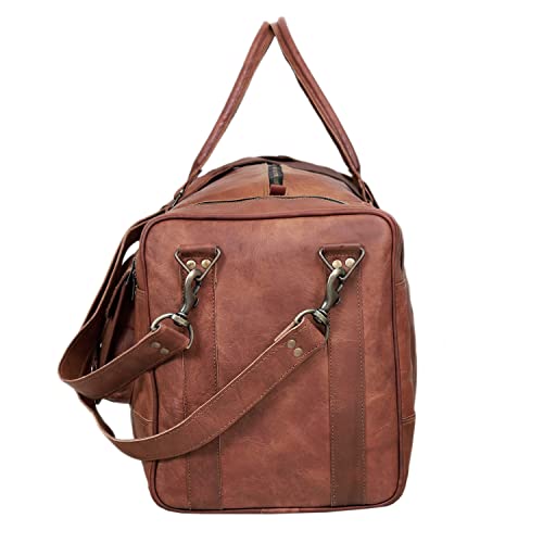 Leather Duffle Bag for Men Luggage Handmade Travel Bag Carry On Luggage Weekender Bags Overnight Gym Sports Cabin Holdall Bag For Airplanes Men And Women (30 inch)