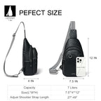 7L Sling Bag for Women Men Leather Small Sling Backpack Daypack Anti Theft Fanny Pack Crossbody Purse Travel (Regular Size-black)