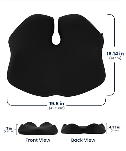 Doctor Recommended Memory Foam Seat Cushion for Office Chairs & Car (Charcoal Black / X-Large)