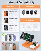 3 in 1 Magnetic Wireless Charger for Apple Multiple Devices (Orange)