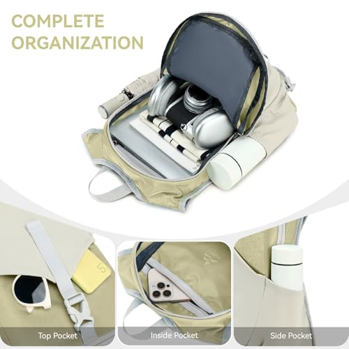 15L Small Hiking Backpack for Men Women Lightweight Packable Backpack Foldable Casual Daypack for Camping Travel Outdoor (Beige)