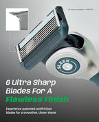 SLEEK Six Blade Razor System with Multi (Replacement 8 cartridges)