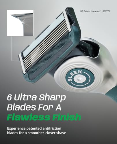 SLEEK Six Blade Razor System with Multi (Replacement 8 cartridges)