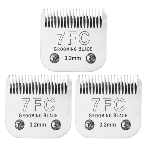 3 Pcs Size 7FC Detachable Dog Grooming Blades (7FC 93.2mm, 3Pcs)