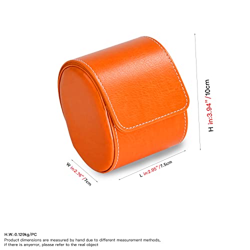 Luxury Leather Watch Storage Box Travel Single Watch Case Jewelry Gift Box for Christmas Anniversary Birthday (Orange)