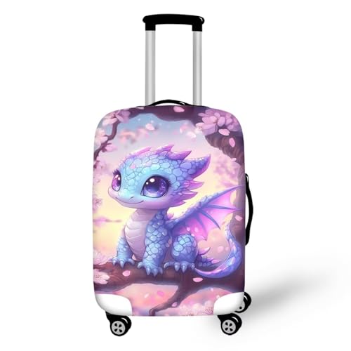 Dragon Suitcase Cover Travel Luggage Protector Washable Elastic Suitcase Covers Anti (S(for 18-21 inch luggage) / Dragon Cherry Blossom)