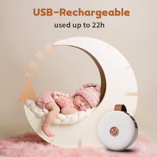 Sound Machine Mini Portable Baby White Noise Machine with 30 Soothing Sounds for Kids Adults Auto (Cream white)