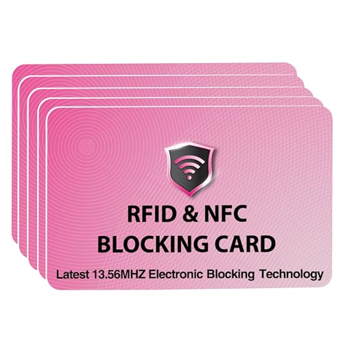 5 Pack RFID Blocking Card for Credit Debit ID Card (Pink)