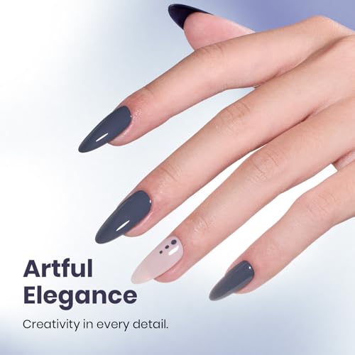 Beetles Dark Grey Gel Polish (N - Creme Grey | Crown Blue)