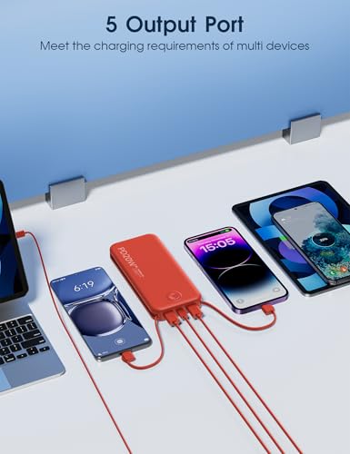 Portable Charger 10000mAh Fast Charging w (Red)