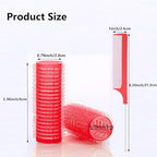 18PCS Self Grip Small Hair Curlers Heatless Roller Hair Curlers Pro Salon Hairdressing Curler DIY Curly Hairstyle Hair Rollers Tools Rat Tail Comb for Women Medium Short Hair (red)