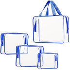 4Pcs Crystal Clear PVC Travel Toiletry Bag Kit for Women Men (4pcs Blue / 1 Large, 2 Medium, 1 Small)