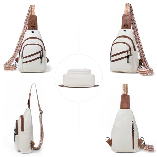 7L Crossboydy Sling Bag for Women Vegan Leather Crossbody Purse Fanny Pack Chest Bag for Travel (7L / 7l-beige Brown)