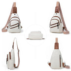 7L Crossboydy Sling Bag for Women Vegan Leather Crossbody Purse Fanny Pack Chest Bag for Travel (7L / 7l-beige Brown)