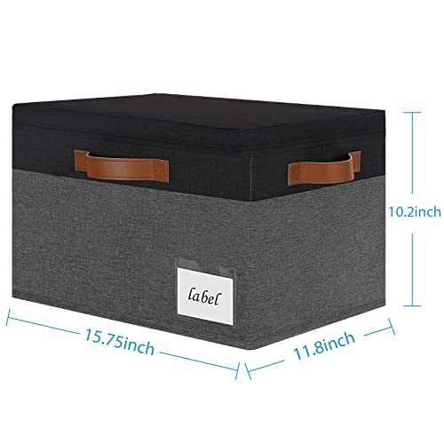 Extra Large Storage Bins with Lids (Extra Large-3pcs / Grey with Black)