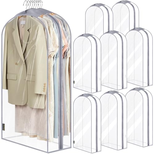 9PK Clear Garment Bags for Hanging Clothes (40" 10.5" Wide 9PK / Clear)