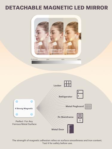 Makeup Box with Detachable Magnetic LED Mirror (Bling Gold / Large)